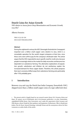 Dutch Coins for Asian Growth VOC-Duiten to Assess Java’S Deep Monetisation and Economic Growth, 1724-1800１