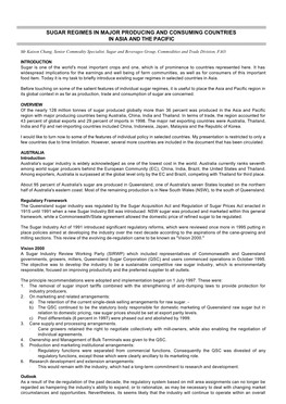Sugar Regimes in Major Producing and Consuming Countries in Asia and the Pacific