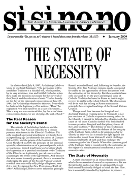 January 2009 the Real Reason for the Society's Stand the State Of