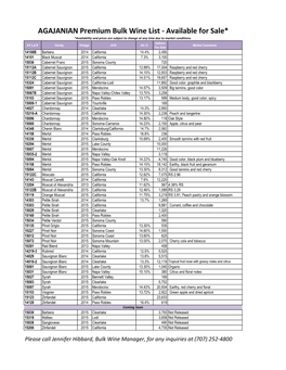 AGAJANIAN Premium Bulk Wine List - Available for Sale* *Availability and Prices Are Subject to Change at Any Time Due to Market Conditions