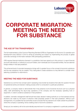 Corporate Migration: Meeting the Need for Substance