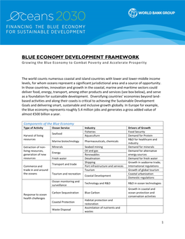 BLUE ECONOMY DEVELOPMENT FRAMEWORK Growing the Blue Economy to Combat Poverty and Accelerate Prosperity