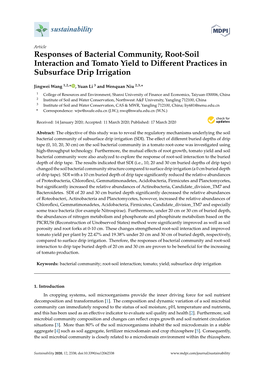 Responses of Bacterial Community, Root-Soil Interaction and Tomato Yield to Diﬀerent Practices in Subsurface Drip Irrigation