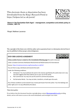 Management, Competition and Artistic Policy in London, 1861-70