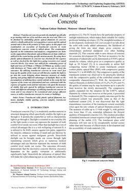 Life Cycle Cost Analysis of Translucent Concrete