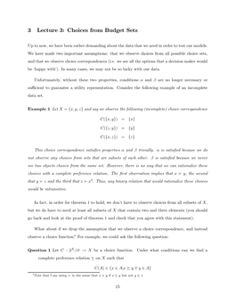 3 Lecture 3: Choices from Budget Sets