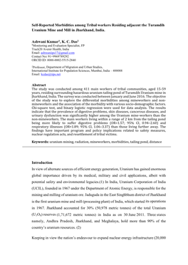 Self-Reported Morbidities Among Tribal Workers Residing Adjacent the Turamdih Uranium Mine and Mill in Jharkhand, India