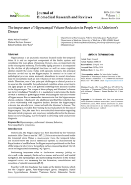 The Importance of Hippocampal Volume Reduction in People with Alzheimer’S Disease