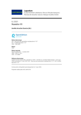 Lapurdum, 6 | 2001, « Numéro VI » [Linean], Sarean Emana----An 01 Juin 2009, Kontsultatu 01 Mars 2020