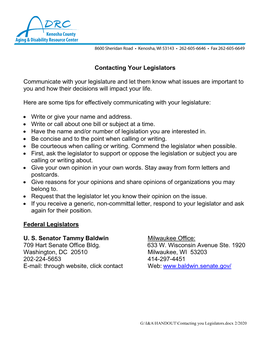 Contacting Your Legislators