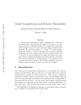 Model Completeness and Relative Decidability