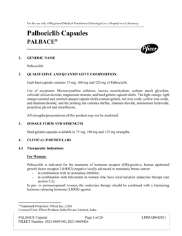 Palbociclib Capsules PALBACE®