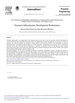 Transport Infrastructure Development Performance