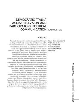 Access Television and Participatory Political Communication