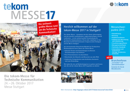 Herzlich Willkommen Auf Der Tekom-Messe 2017 in Stuttgart!