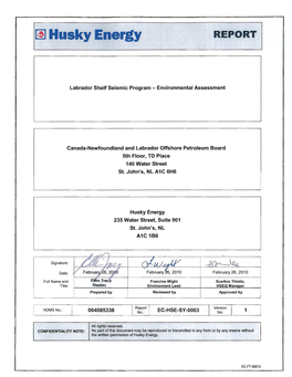 Husky Energy REPORT I