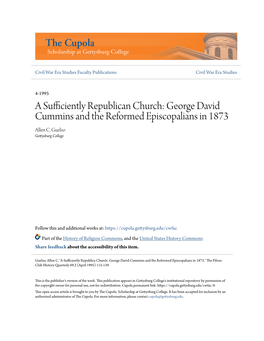 George David Cummins and the Reformed Episcopalians in 1873 Allen C