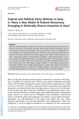 Federal and Political Party Reforms in Asia