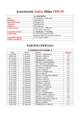 Associazione Calcio Milan 1958-59