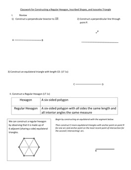 Day 7 Classwork for Constructing a Regular Hexagon
