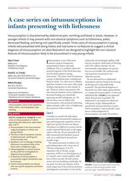 A Case Series on Intussusceptions in Infants Presenting with Listlessness