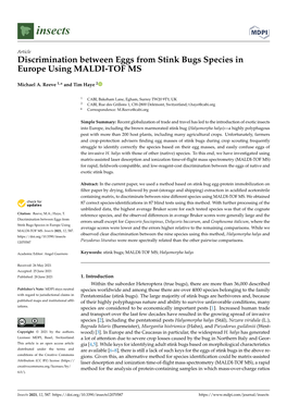 Discrimination Between Eggs from Stink Bugs Species in Europe Using MALDI-TOF MS