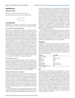 Report on Carcinogens, Fourteenth Edition for Table of Contents, See Home Page