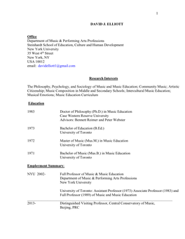 View David J. Elliott's Full CV