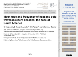 Magnitude and Frequency of Heat and Cold Waves in Recent Table 1