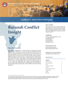 Burundi Conflict Insight | Feb 2018 | Vol