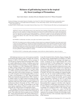 Richness of Gall-Inducing Insects in the Tropical Dry Forest (Caatinga) of Pernambuco