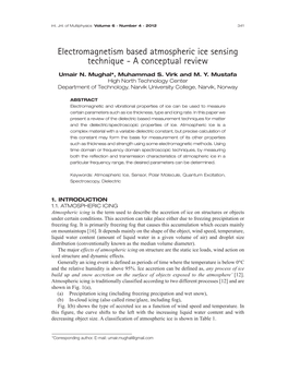 Electromagnetism Based Atmospheric Ice Sensing Technique - a Conceptual Review