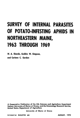 Survey of Internal Parasites of Potato-Infesting Aphids in Northeastern Maine, 1963 Through 1969