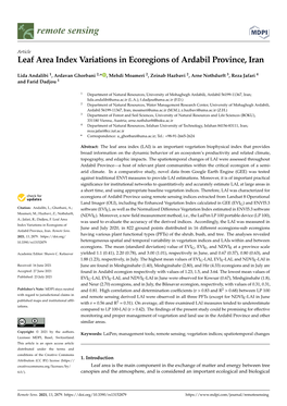 Leaf Area Index Variations in Ecoregions of Ardabil Province, Iran