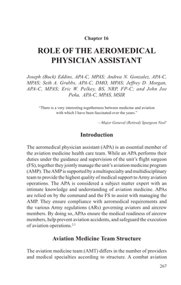 Role of the Aeromedical Physician Assistant