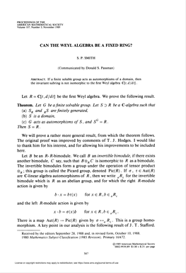 Can the Weyl Algebra Be a Fixed Ring?