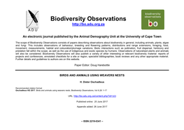 Biodiversity Observations