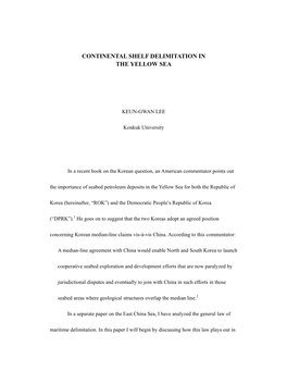 Continental Shelf Delimitation in the Yellow Sea