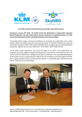Air Traffic Control the Netherlands Becomes KLM's Latest