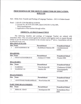 Language Teachers - 2Ol3-14 Orders Issued