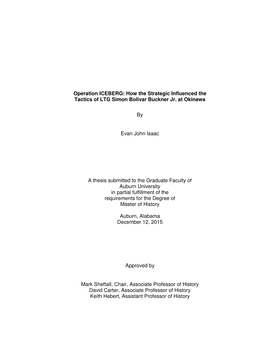 Operation ICEBERG: How the Strategic Influenced the Tactics of LTG Simon Bolivar Buckner Jr