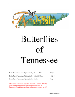 Butterflies of Tennessee Alphabetical by Common Name Butterflies Of