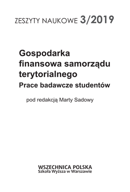 Gospodarka Finansowa Samorządu Terytorialnego Prace Badawcze Studentów