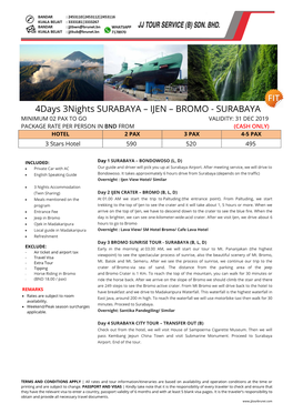 4Days 3Nights SURABAYA – IJEN – BROMO