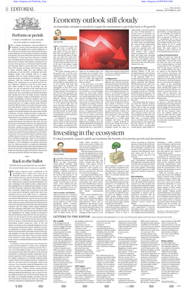 Economy Outlook Still Cloudy an Immediate Stimulus Is Needed to Regain the Momentum to Get India Back to 8% Growth ‘Make in India’, Reforms for Improv- Strong Rupee