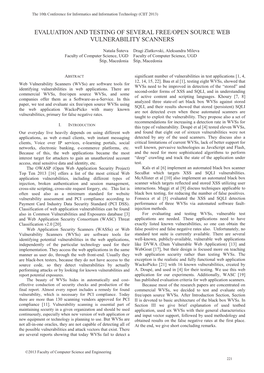 Evaluation and Testing of Several Free/Open Source Web Vulnerability Scanners