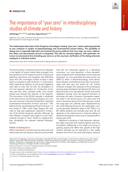 “Year Zero” in Interdisciplinary Studies of Climate and History