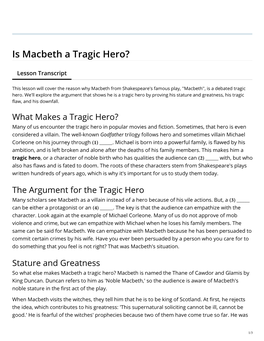 Is Macbeth a Tragic Hero?