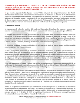 Iniciativa Que Reforma El Artículo 43 De La Constitución Política De