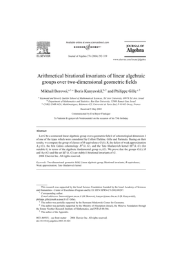 Arithmetical Birational Invariants of Linear Algebraic Groups Over Two-Dimensional Geometric ﬁelds ✩